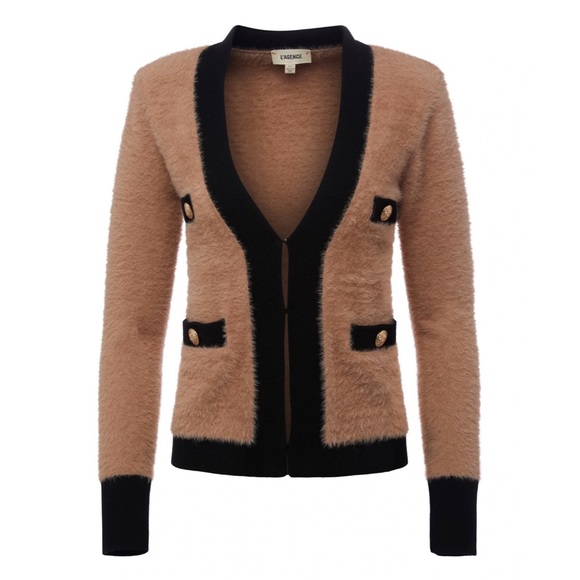 L'AGENCE Sweaters Lagence Kai Cardigan In Camel Black Size Large